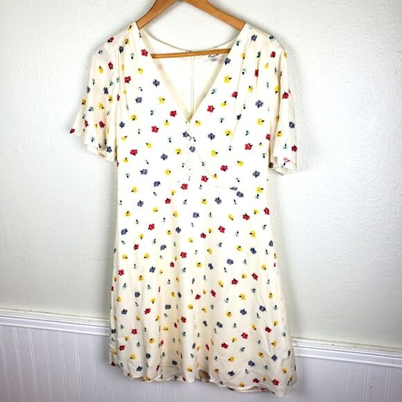 Madewell NWT Spring/Summer Floral Print Cream Short Dress Size 08 - Picture 2 of 12